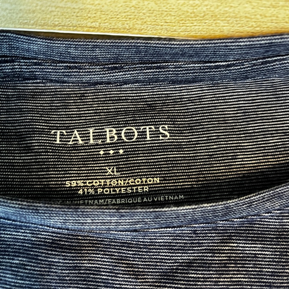 Talbots Navy Striped Cotton-Blend Top XL